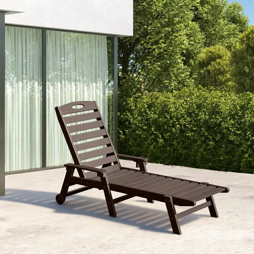 HDPE Patio Chaise Lounge with Arms