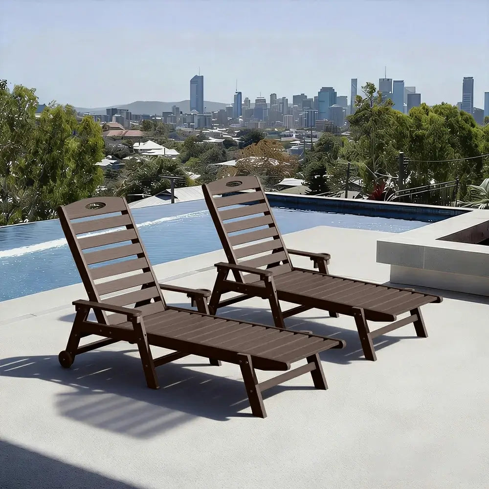 HDPE Patio Chaise Lounge with Arms