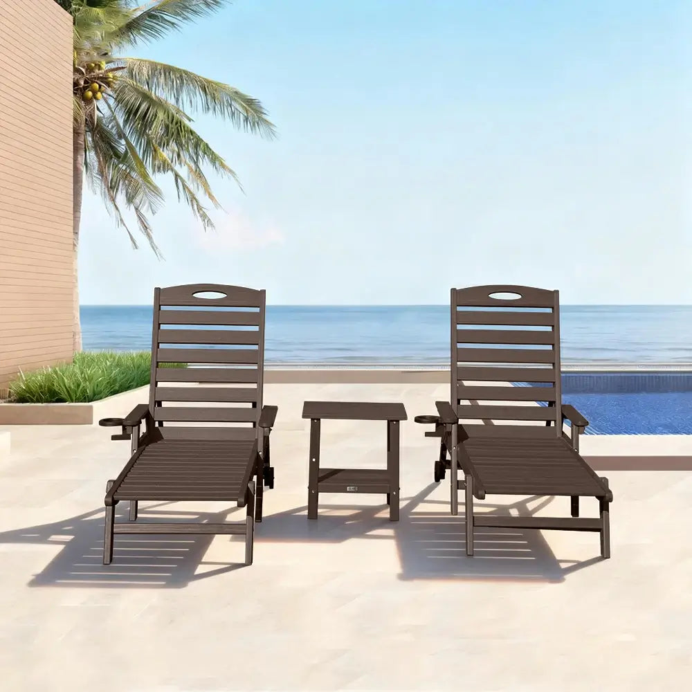 HDPE Patio Chaise Lounge with Arms