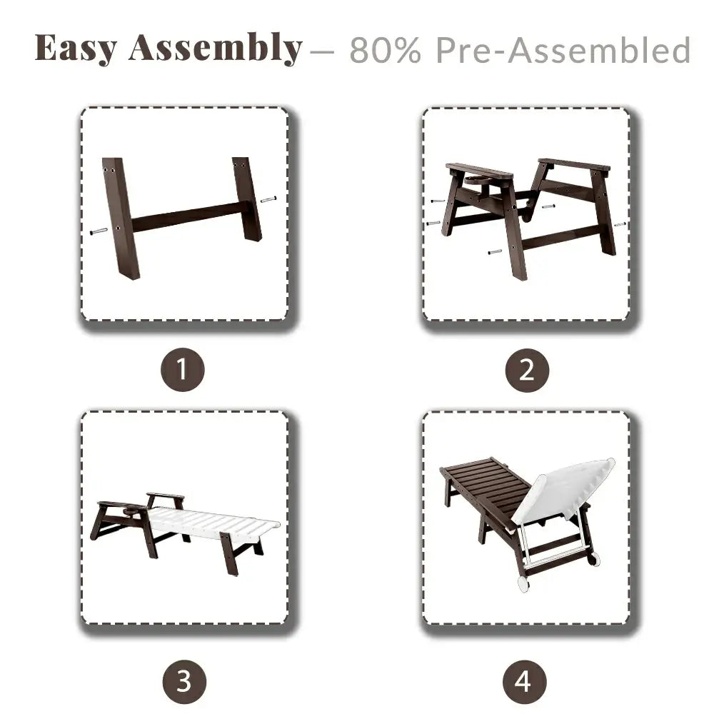 HDPE Patio Chaise Lounge with Arms