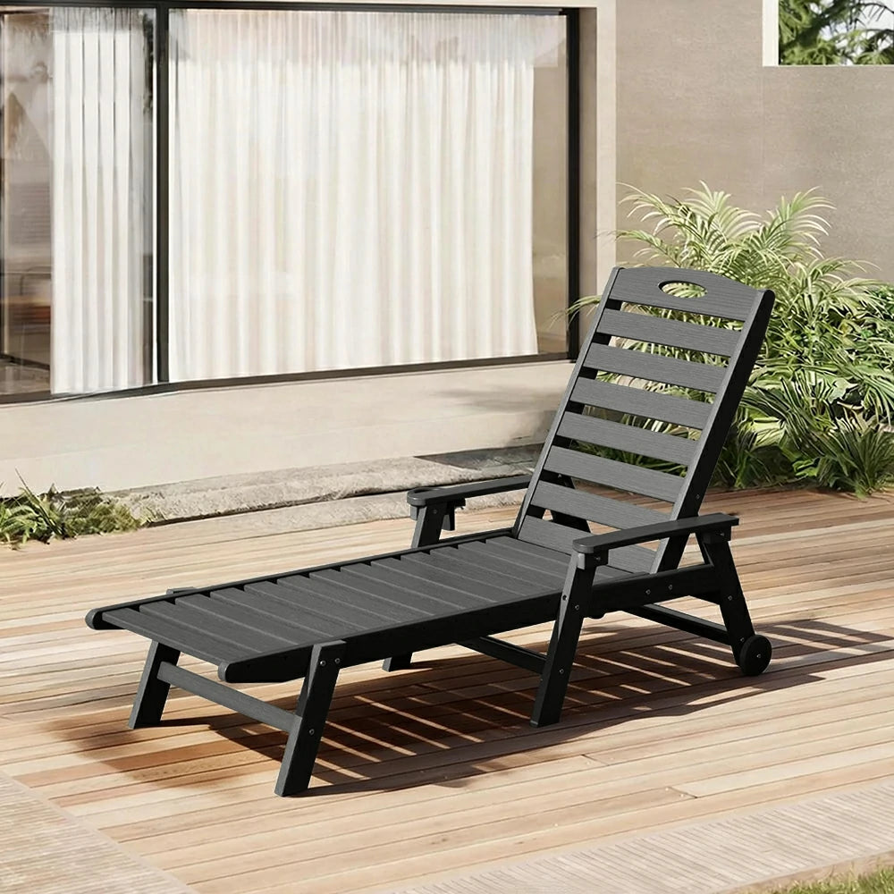 HDPE Patio Chaise Lounge with Arms