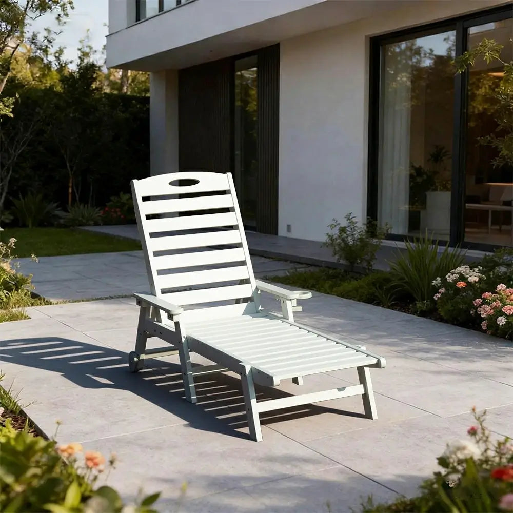 HDPE Patio Chaise Lounge with Arms
