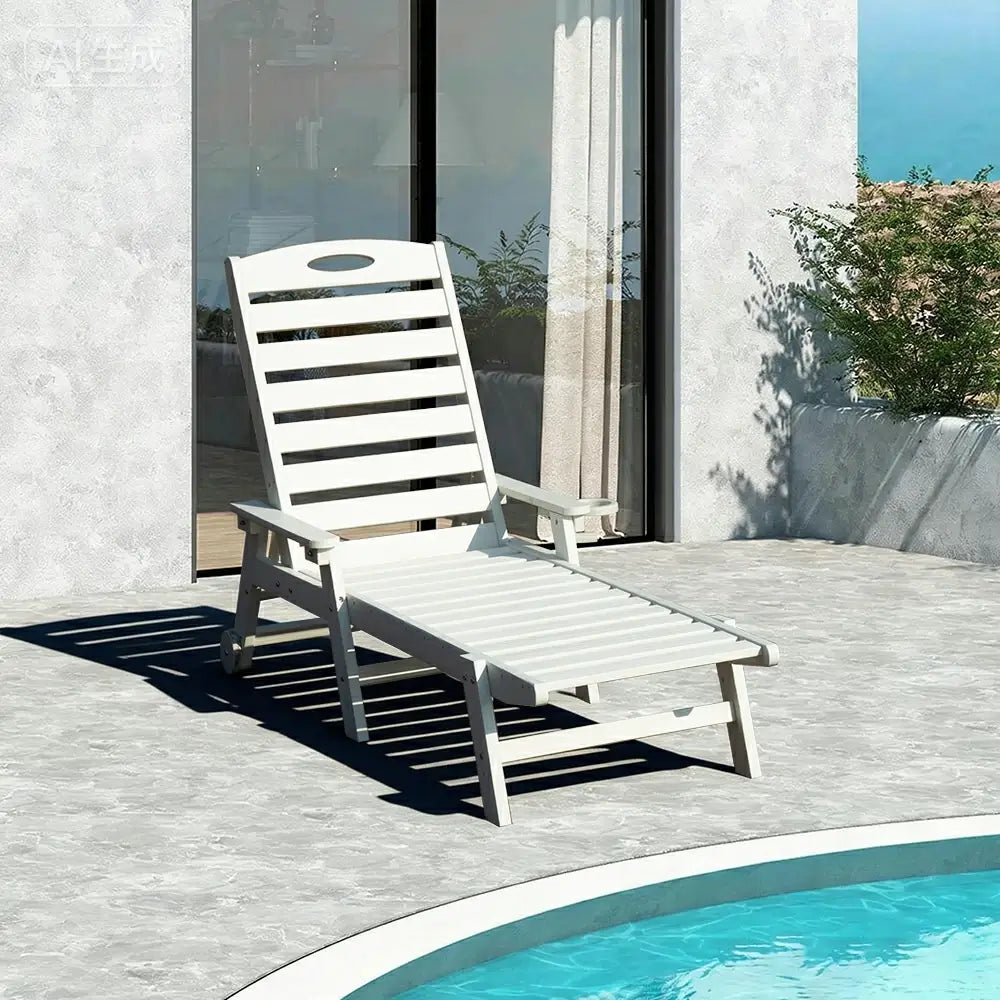 HDPE Patio Chaise Lounge with Arms