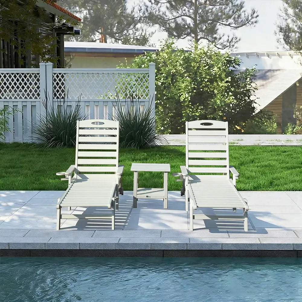 HDPE Patio Chaise Lounge with Arms