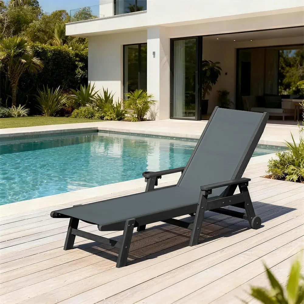 HDPE Sling Chaise Lounge with Arms