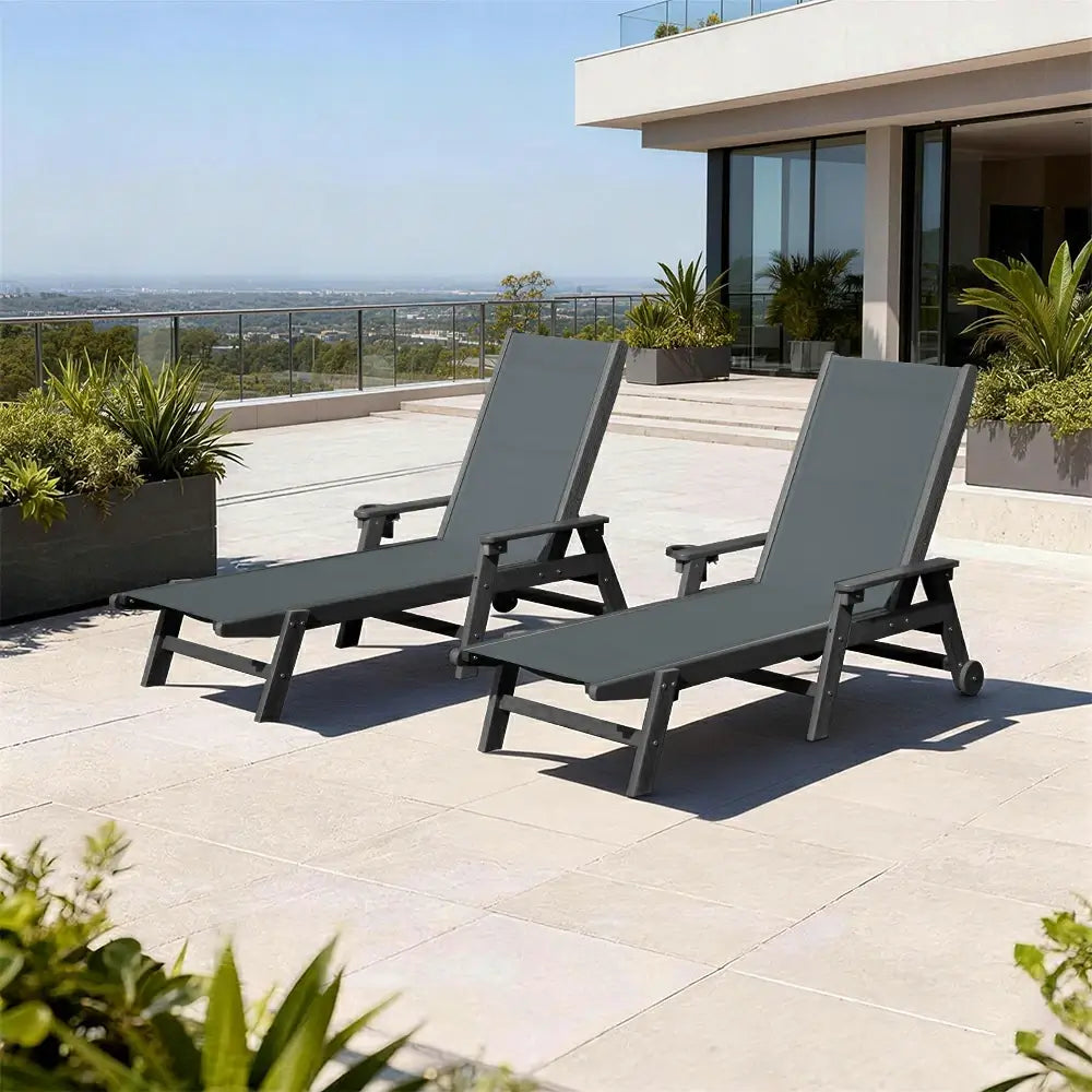 HDPE Sling Chaise Lounge with Arms
