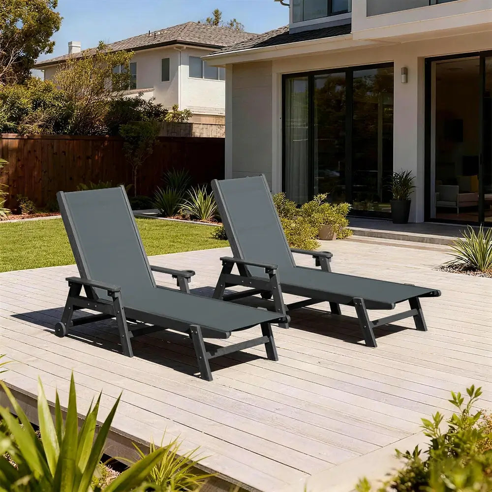 HDPE Sling Chaise Lounge with Arms