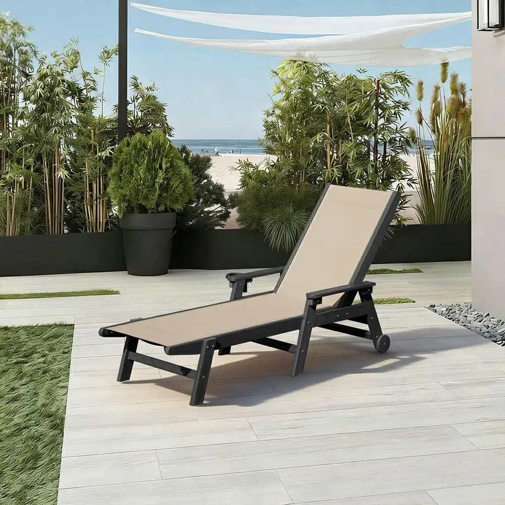 HDPE Sling Chaise Lounge with Arms