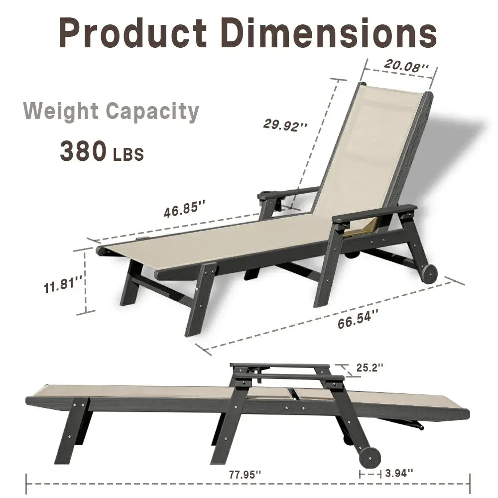 HDPE Sling Chaise Lounge with Arms