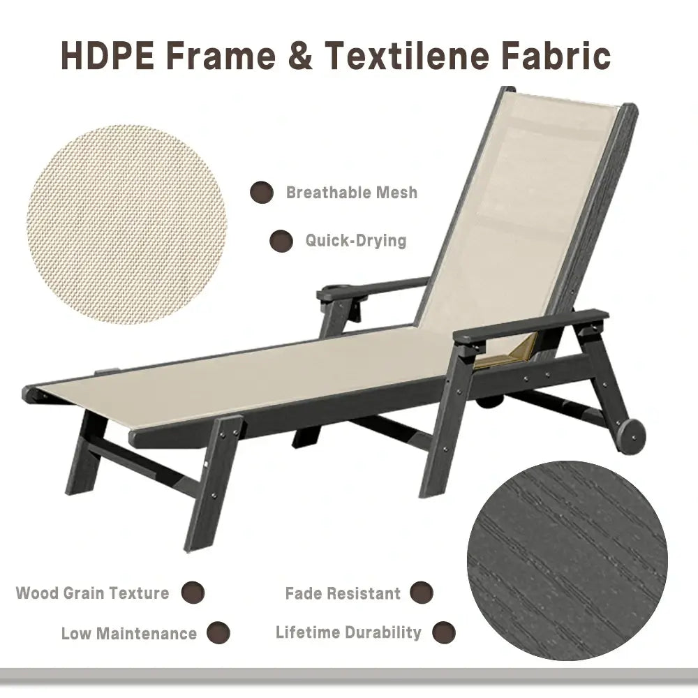 HDPE Sling Chaise Lounge with Arms