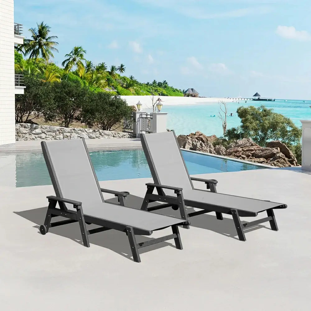 HDPE Sling Chaise Lounge with Arms