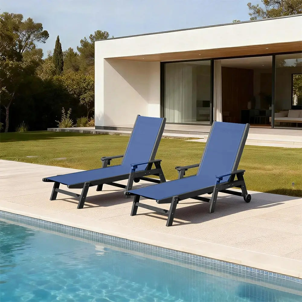 HDPE Sling Chaise Lounge with Arms