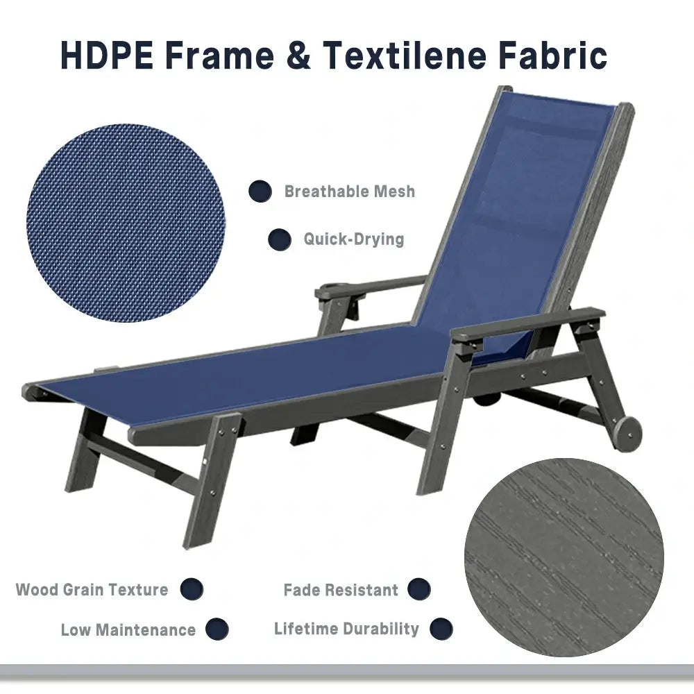 HDPE Sling Chaise Lounge with Arms