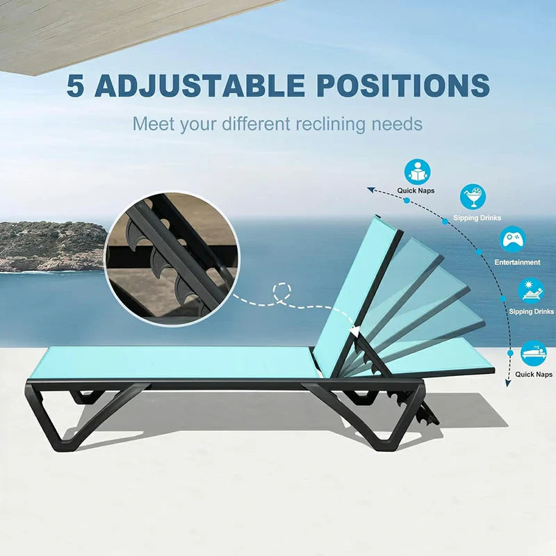 Patio Pool Lounge Chair Set (2 Chairs)