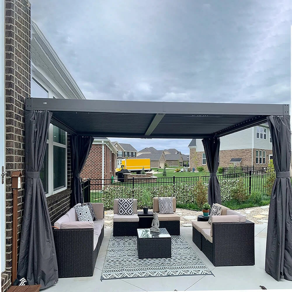 12'x 16' Gray Aluminum Louvered Pergola