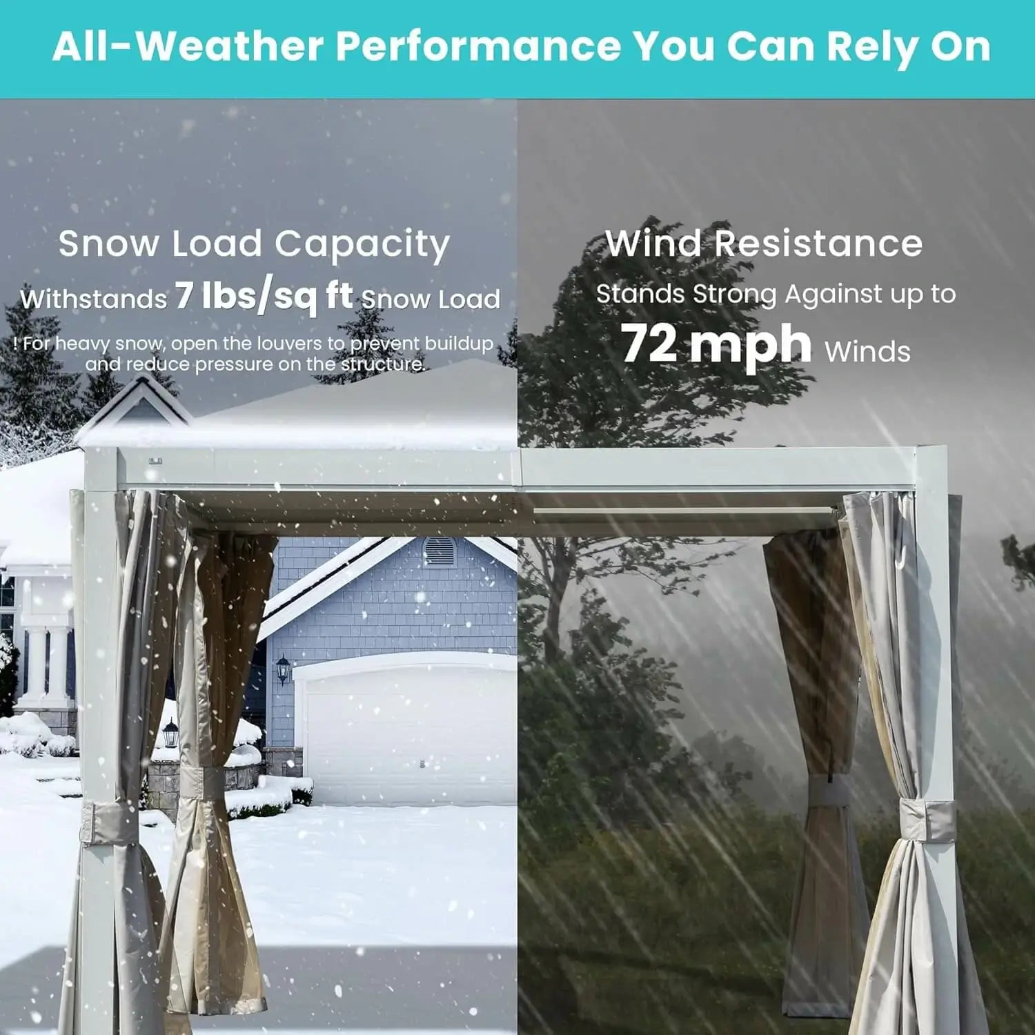 Domi Outdoor Living Louvered Pergola #Color_White #Size_10' x 10'