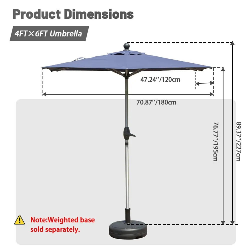 Patio Umbrella - Aluminum Rectangular Market Umbrella