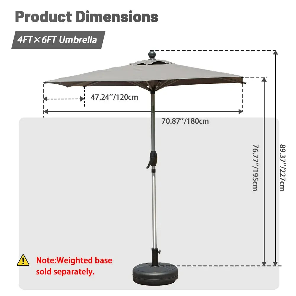 Patio Umbrella - Aluminum Rectangular Market Umbrella