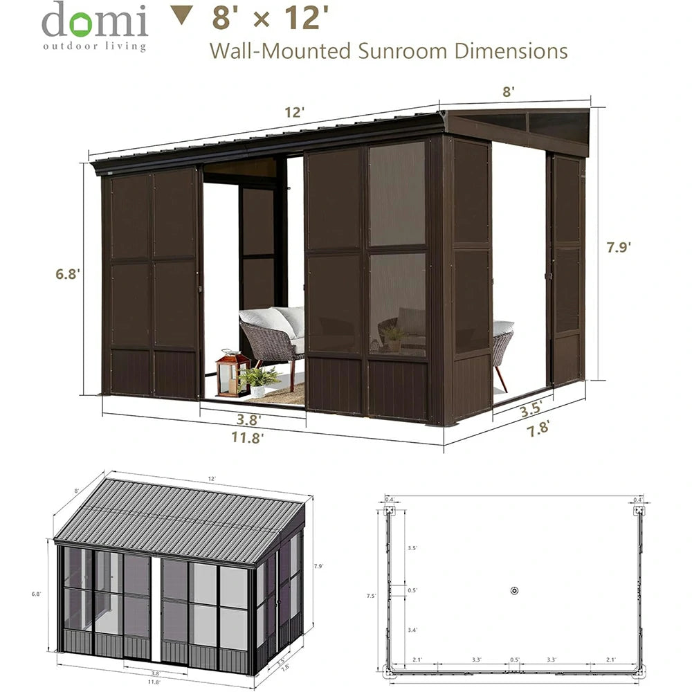 Domi wall mounted sunroom#size_8'x12'