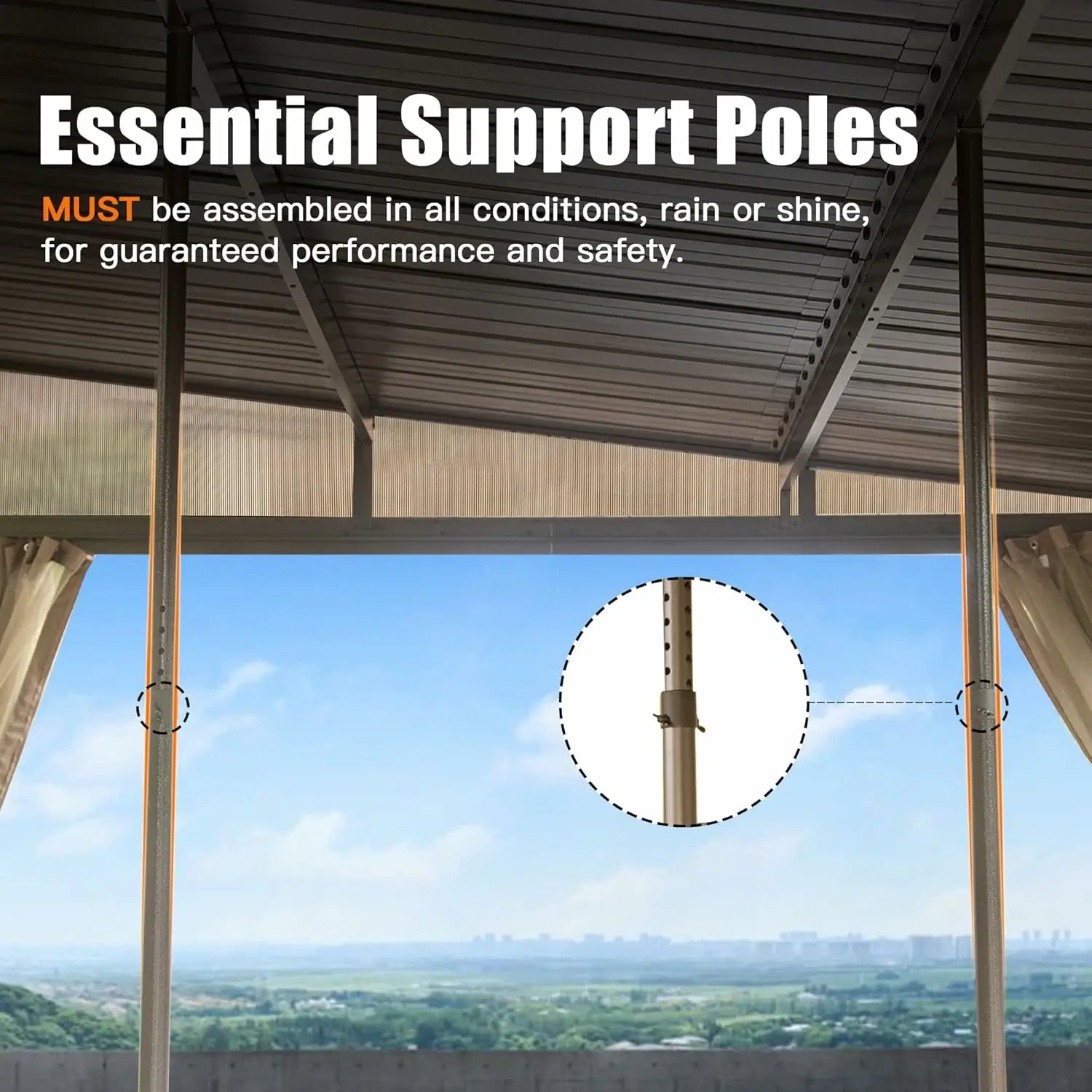 Wall-Mounted Gazebo with Drainage Gutters#size_10'x14'