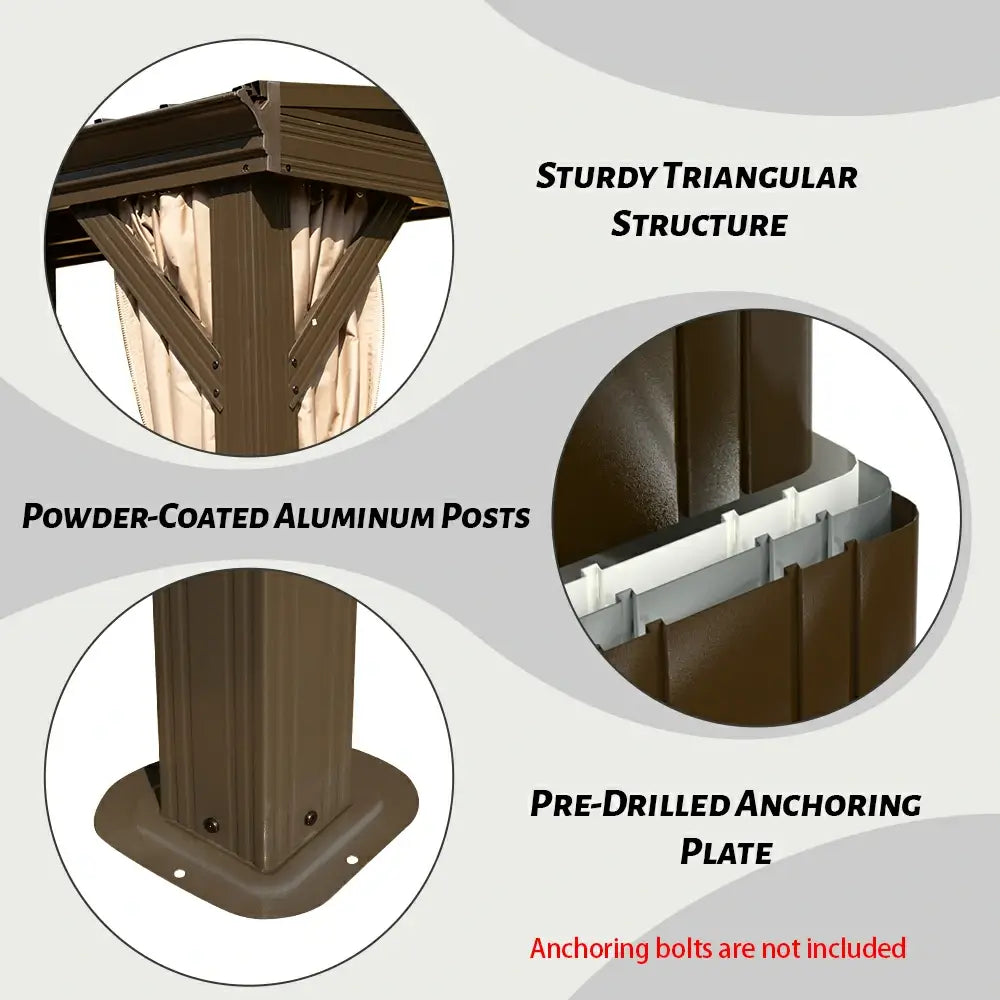 Wall-Mounted Gazebo with Drainage Gutters#size_10'x14'
