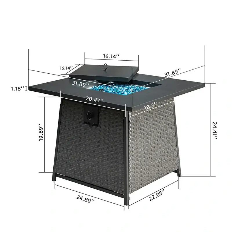 Domi Propane Fire Pits Square Table#size_32-inch
