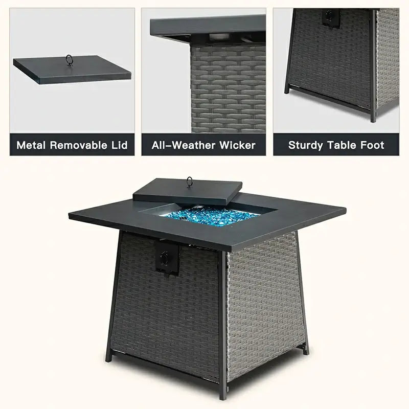Domi Propane Fire Pits Square Table#size_28-inch