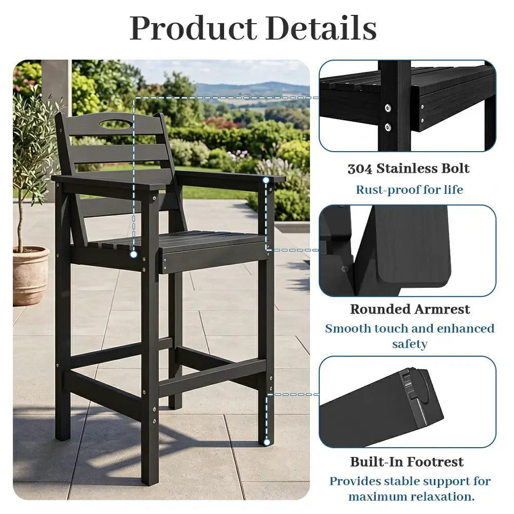 HDPE Adirondack-Style Patio Bar Set