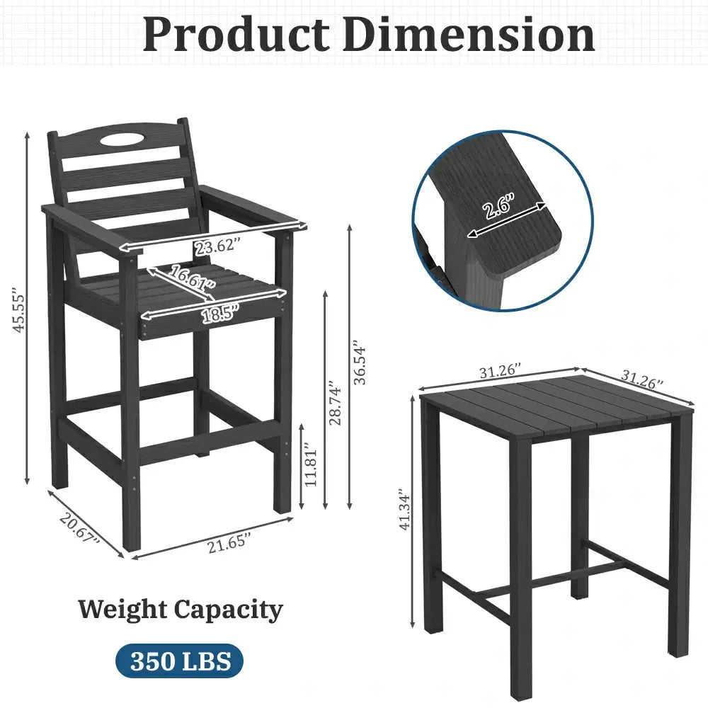 HDPE Adirondack-Style Patio Bar Set