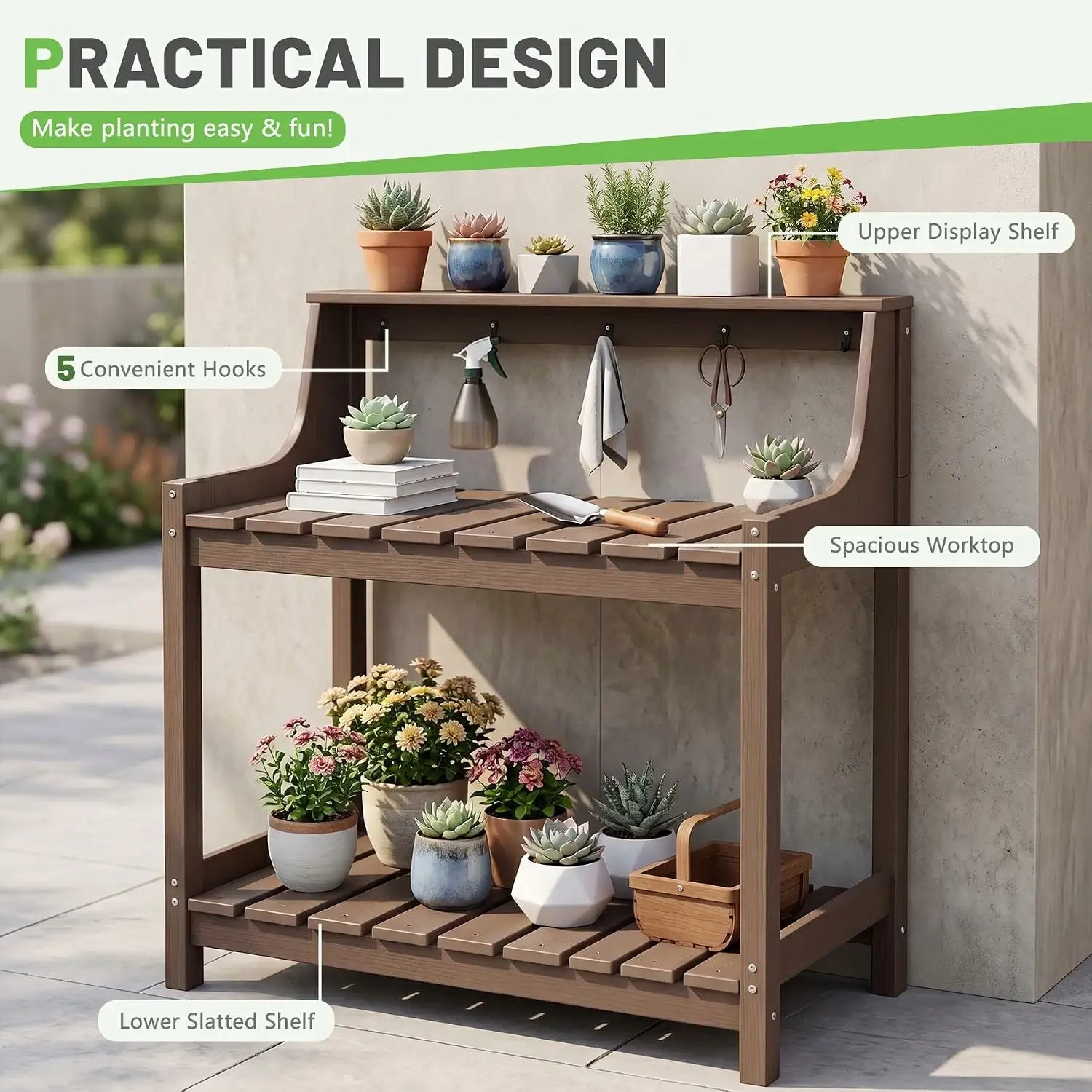 HDPE Outdoor Potting Bench Table