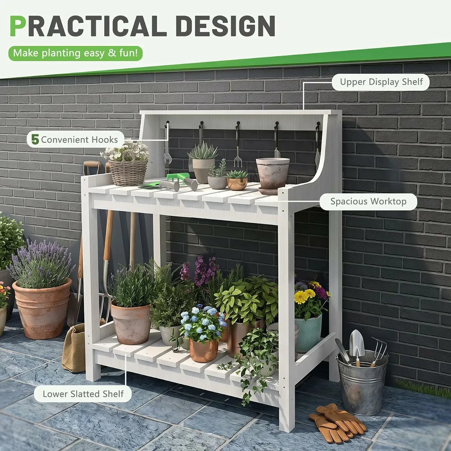 HDPE Outdoor Potting Bench Table