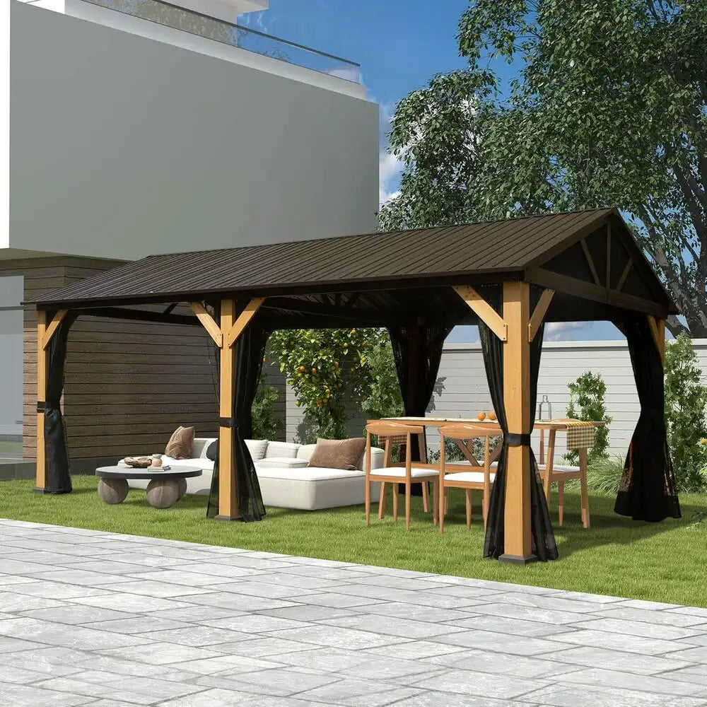 Domi Outdoor Living wood gazebo#size_12'x20' Gable Roof