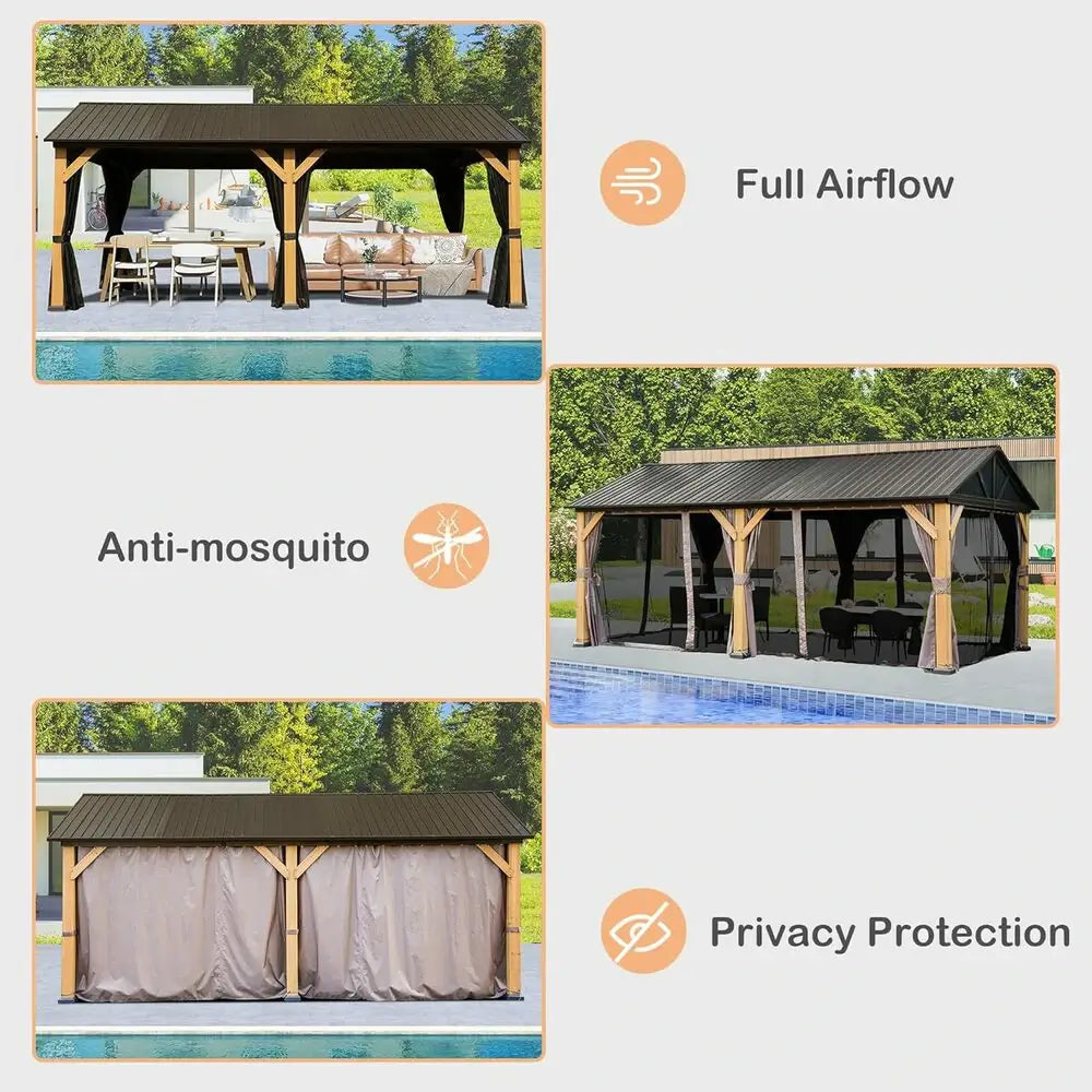 Domi Outdoor Living wood gazebo#size_12'x20' Gable Roof