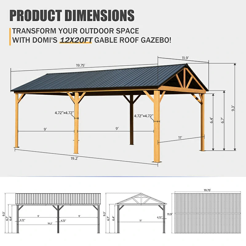 12'x20' Gable Roof Gazebo