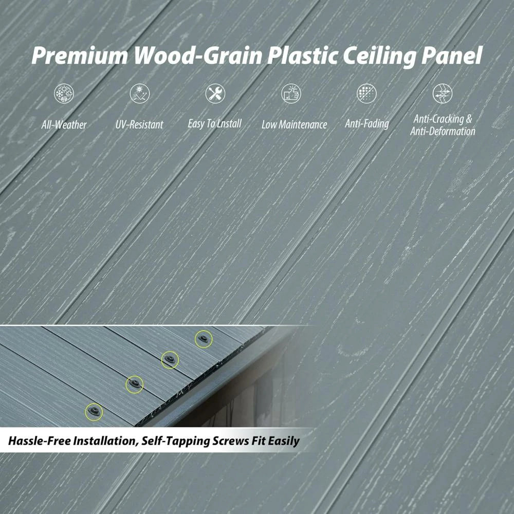 Galvanized Steel Hardtop Gazebo Dark Gray with Resin Roof & Gutters