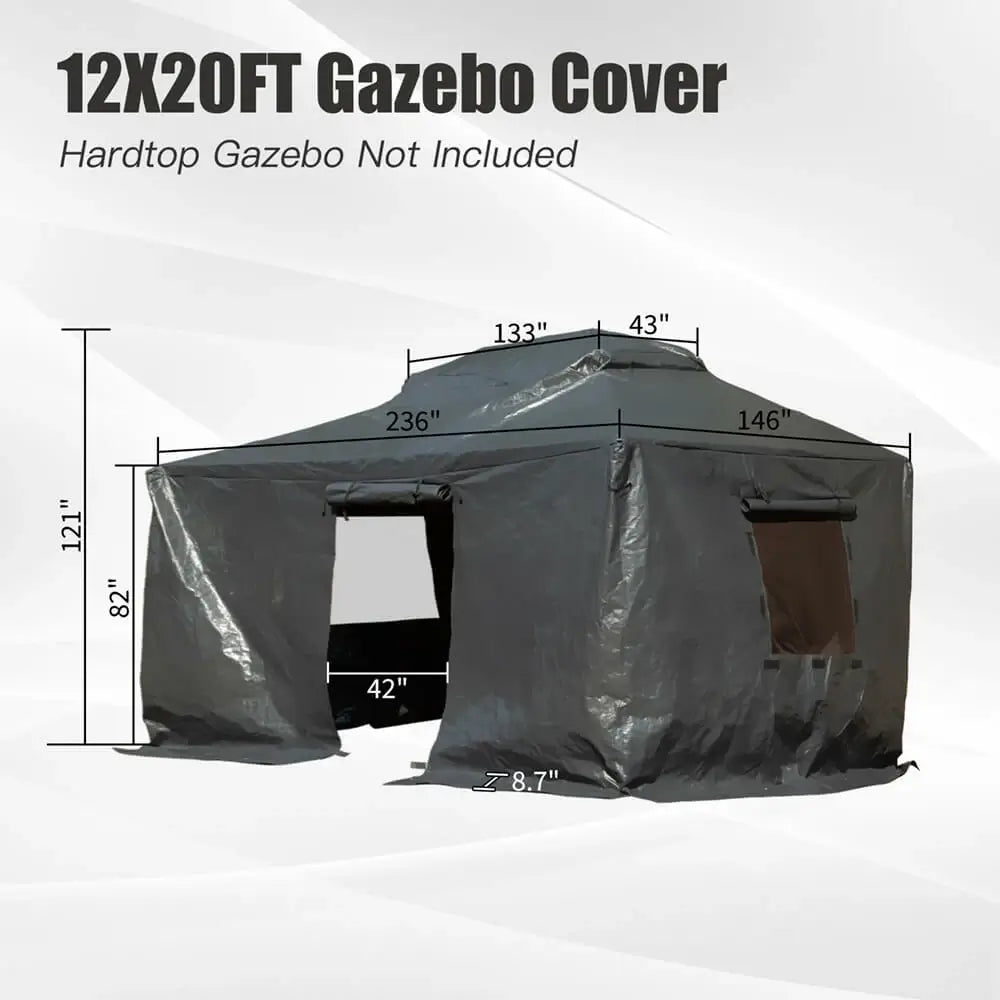 Gray Gazebo Cover#size_12' x 20'