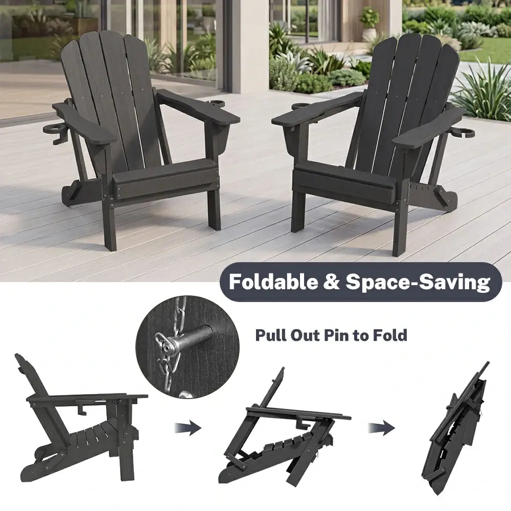 Domi folding black Muskoka & Adirondack Chair with safety pull pin for easy storage