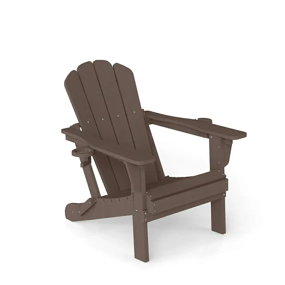 Domi Outdoor Living Dark Brown Adjustable HDPE Muskoka & Adirondack Chair with Dual Cup Holders