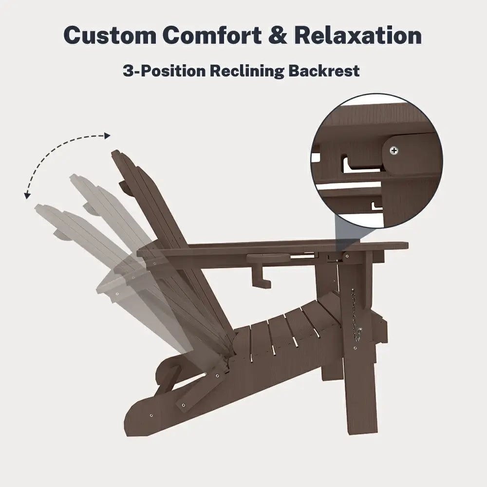 Domi 3-position reclining dark brown adjustable Muskoka & Adirondack chair reclining mechanism