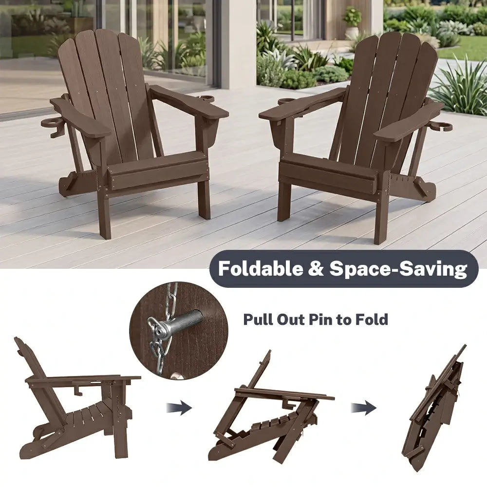Domi folding dark brown Muskoka & Adirondack Chair with safety pull pin for easy storage