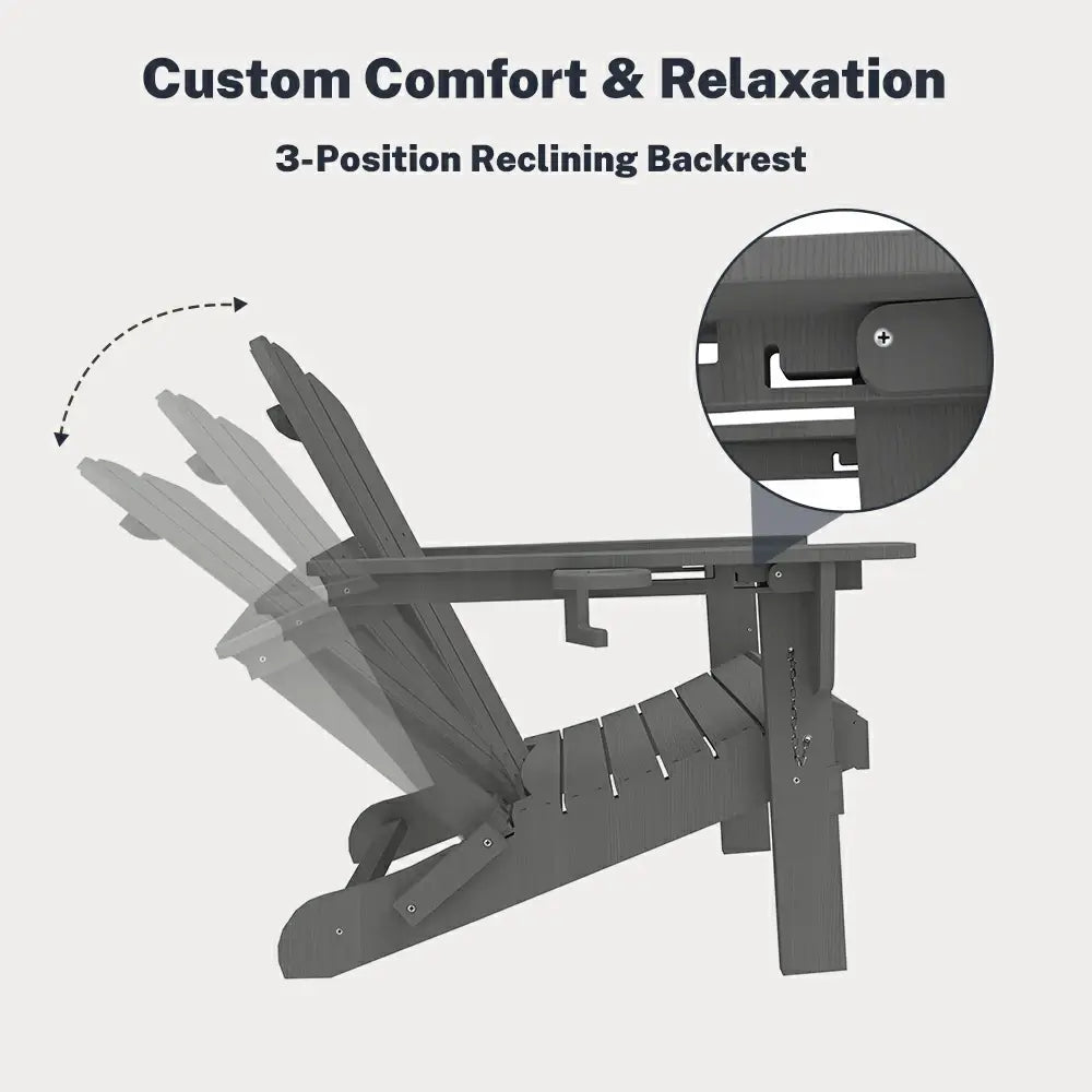 Domi 3-position reclining grey adjustable Muskoka & Adirondack chair reclining mechanism