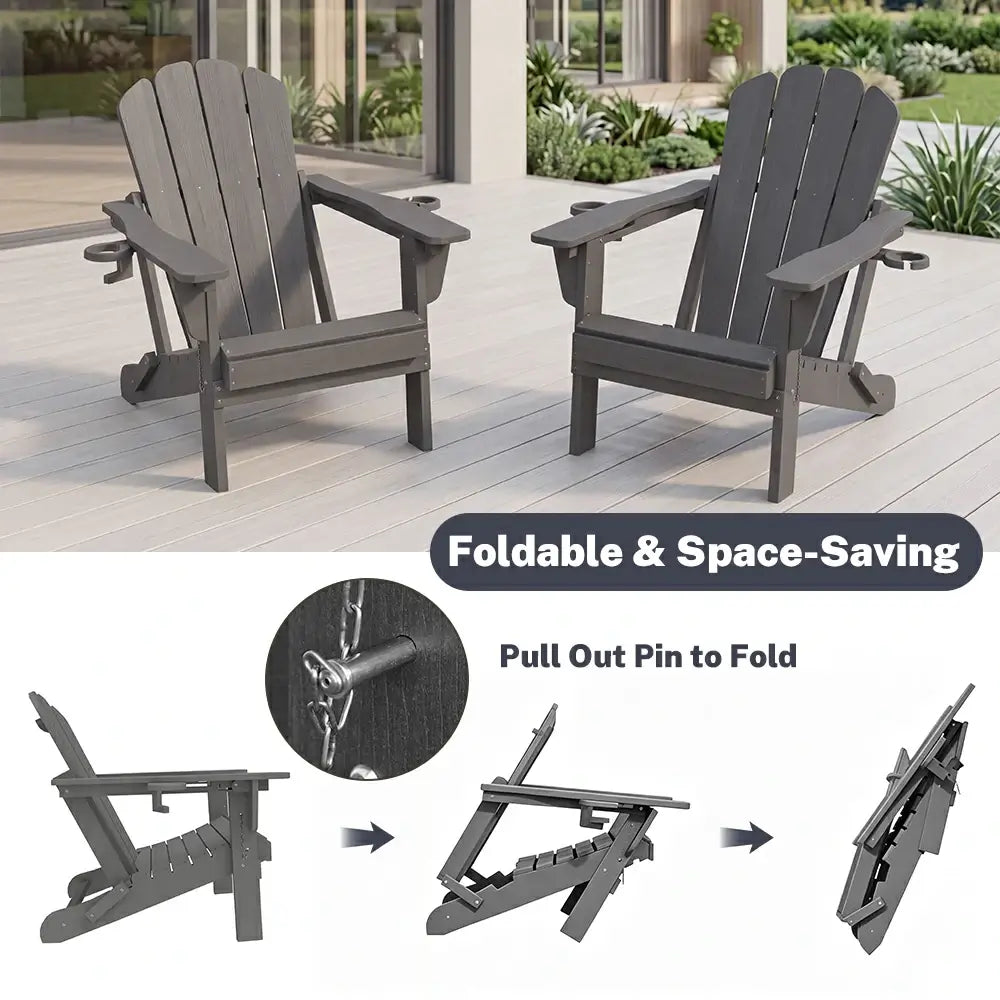 Domi folding grey Muskoka & Adirondack Chair with safety pull pin for easy storage