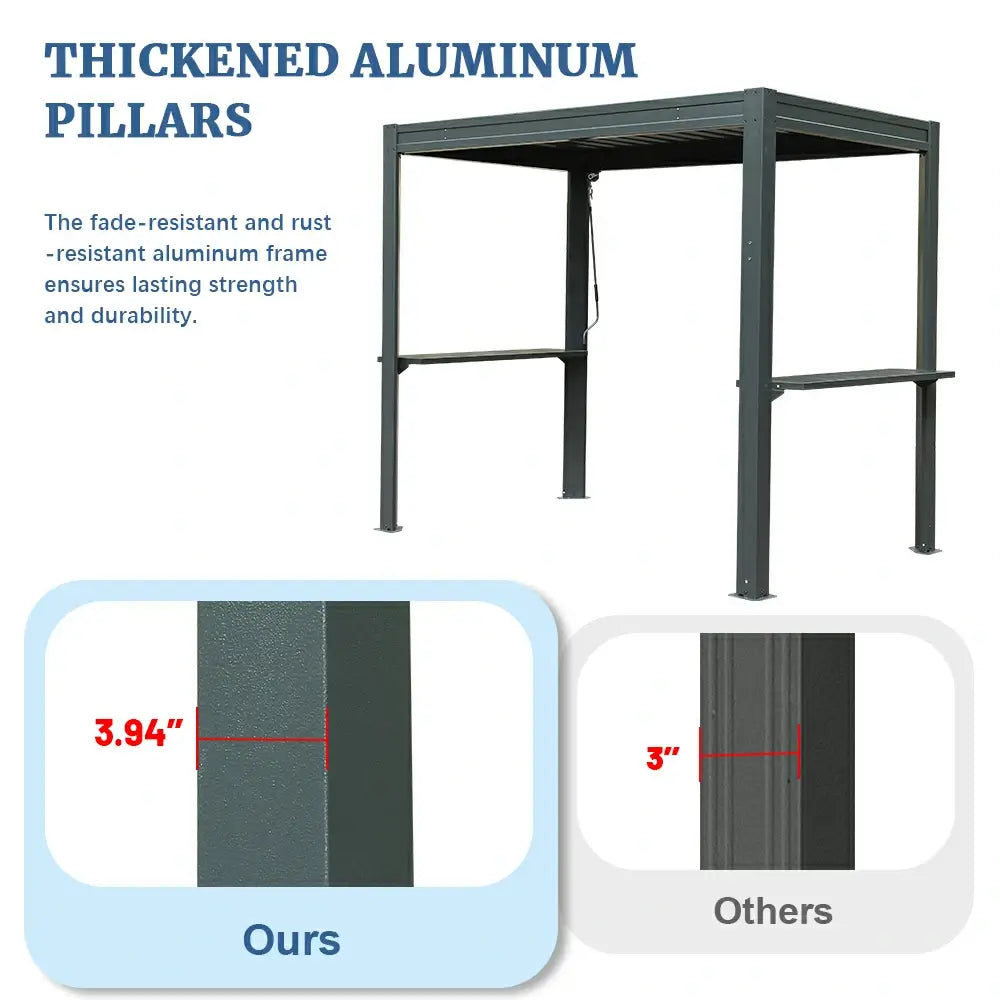 8' x 5' Aluminum Grill Gazebo with Adjustable Louvered Roof