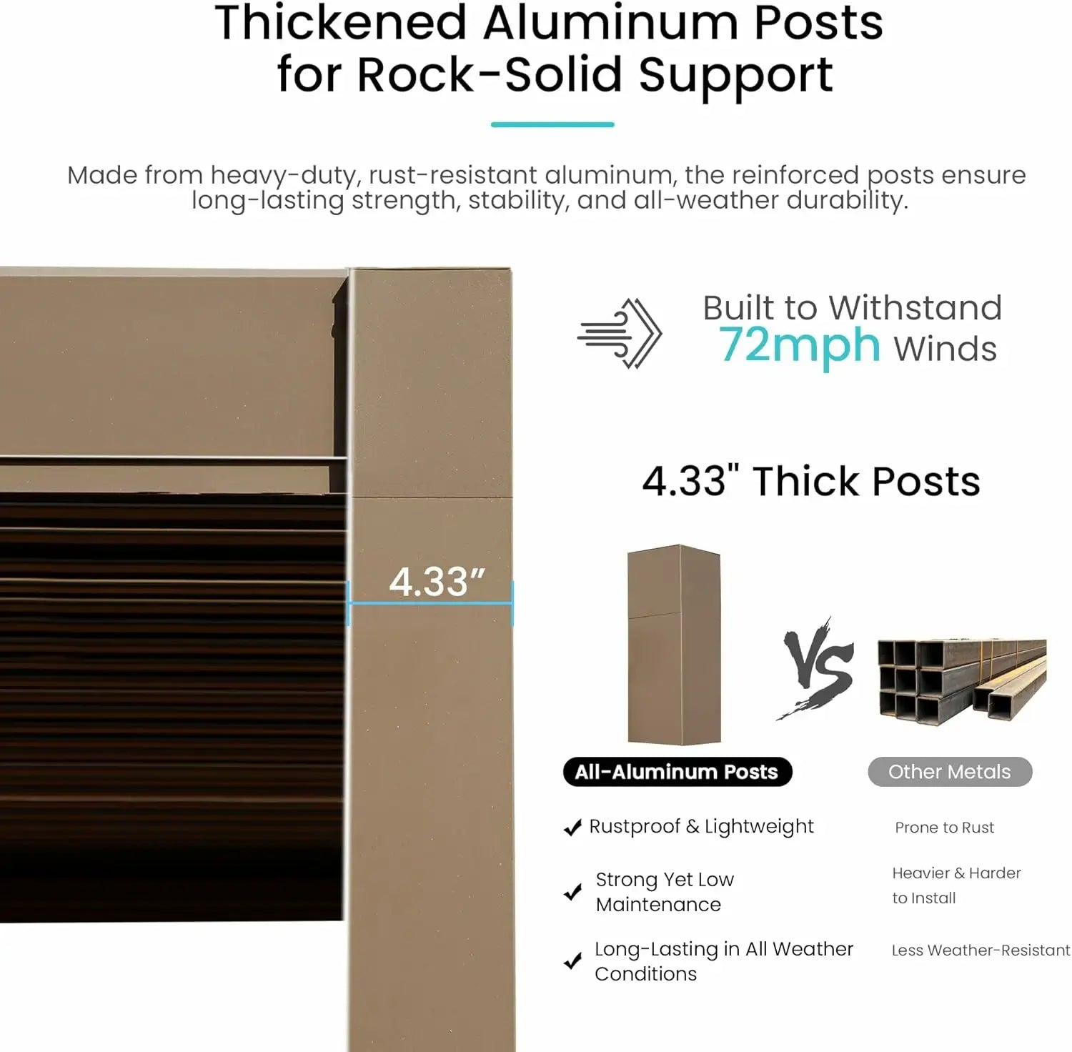 Domi Outdoor Living Louvered Pergola Brown#Size_10' x 10'