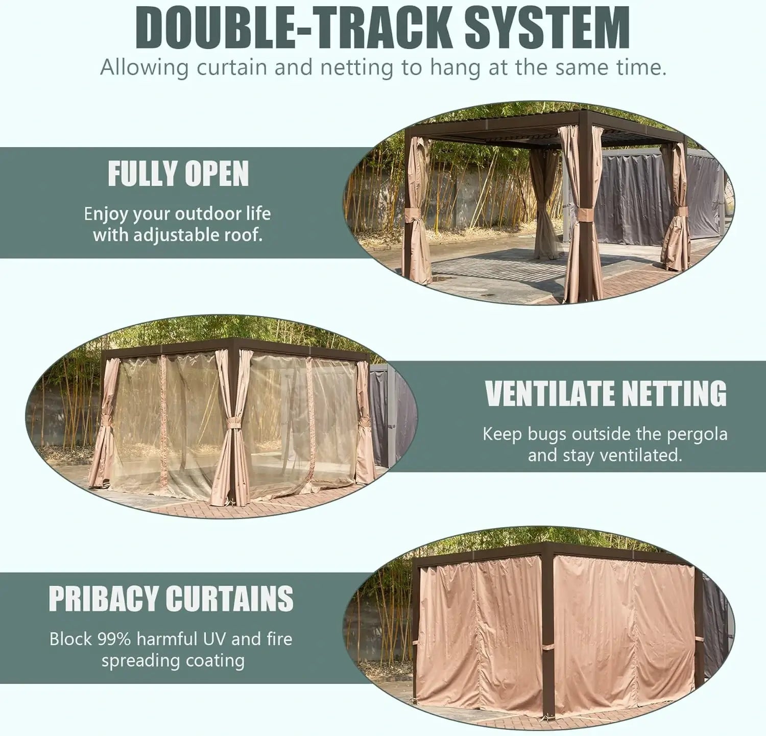 Domi Outdoor Living Louvered Pergola Brown#Size_10' x 12'