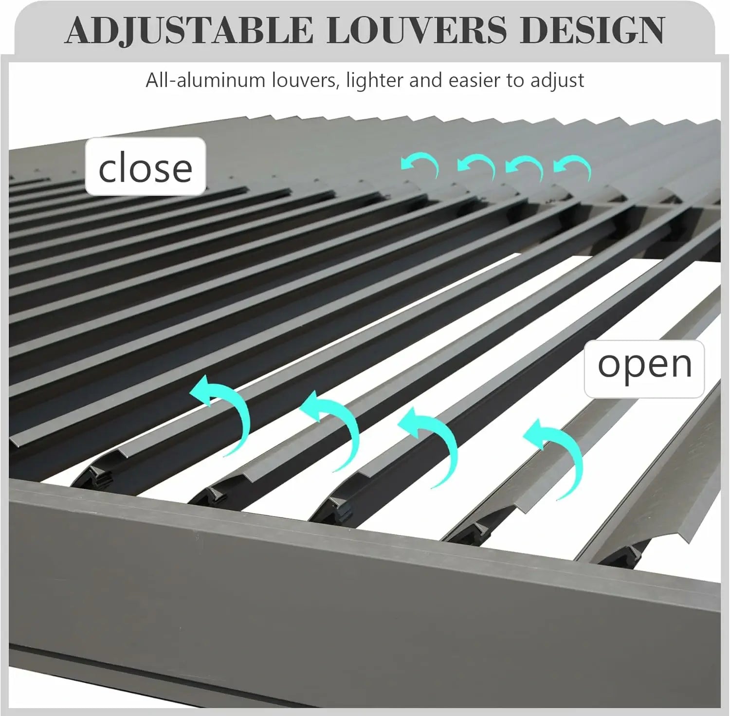 Domi Outdoor Living Louvered Pergola #Color_Gray #Size_10' x 12'