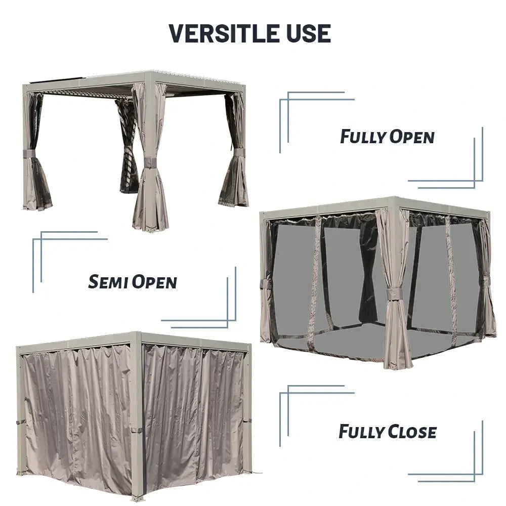 Domi Outdoor Living Louvered Pergola #Color_Gray #Size_10' x 12'