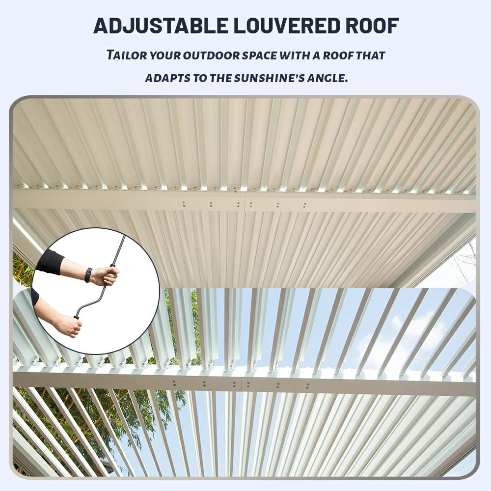 Domi Outdoor Living Louvered Pergola White#Size_10' x 12'
