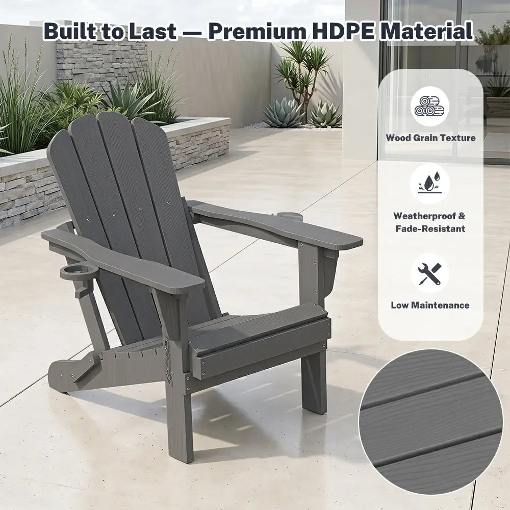 Domi classic HDPE grey Muskoka Adirondack chair weather resistant material