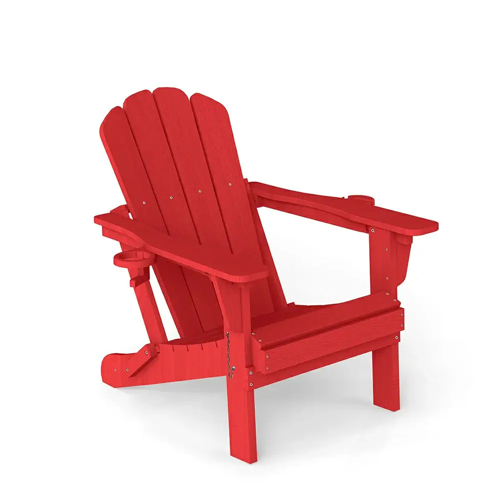 Domi Outdoor Living red classic HDPE Muskoka Adirondack chair with dual cup holders